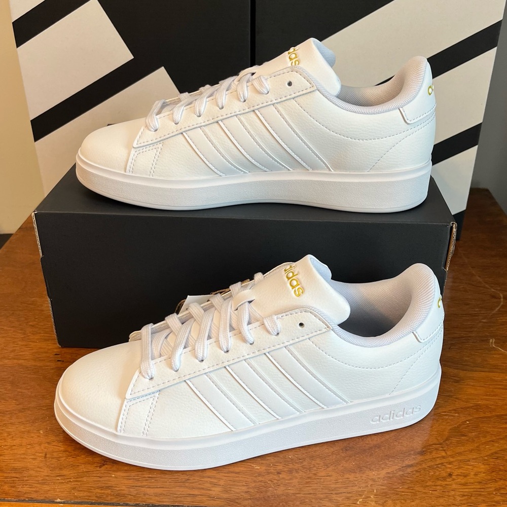 Adidas Grand Court 2.0 White and Gold Women's Sneakers Size 9